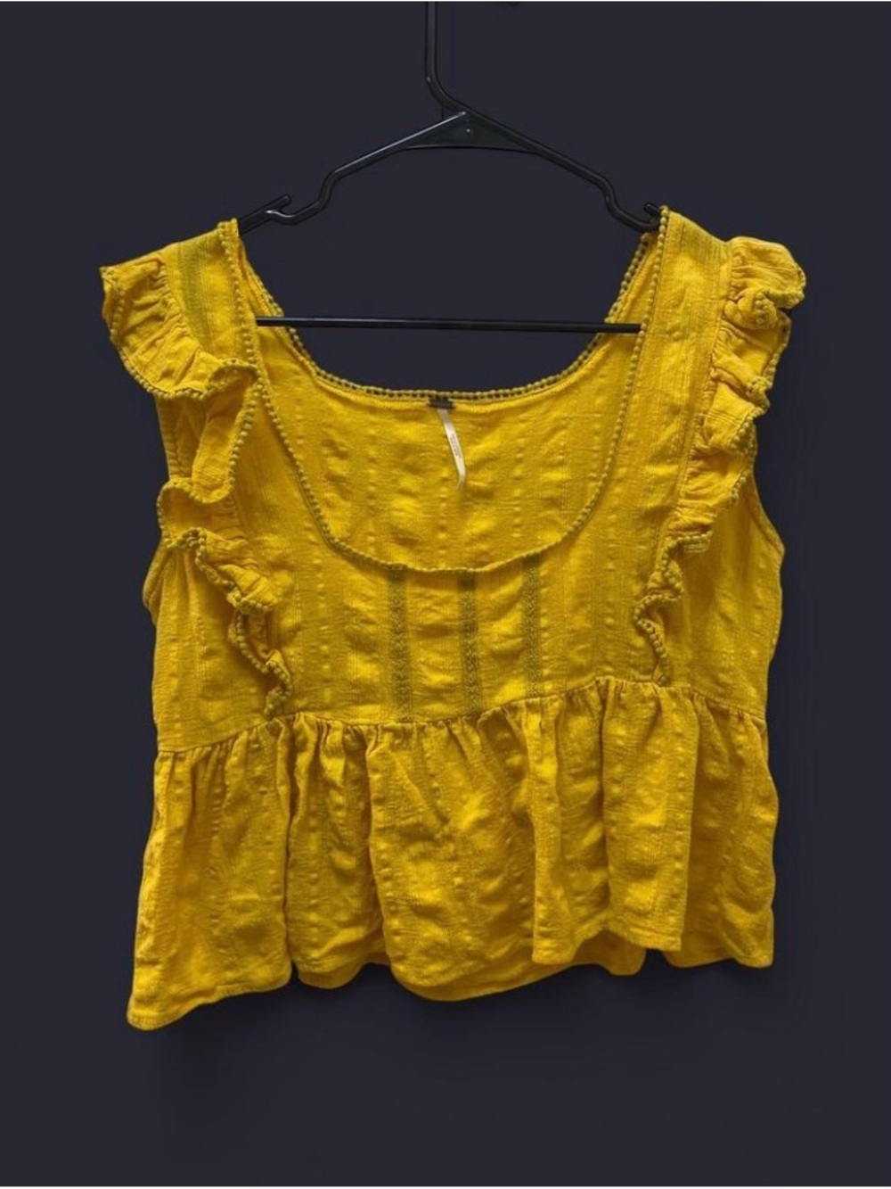 Free People Yellow Ruffle Peplum Crop Top